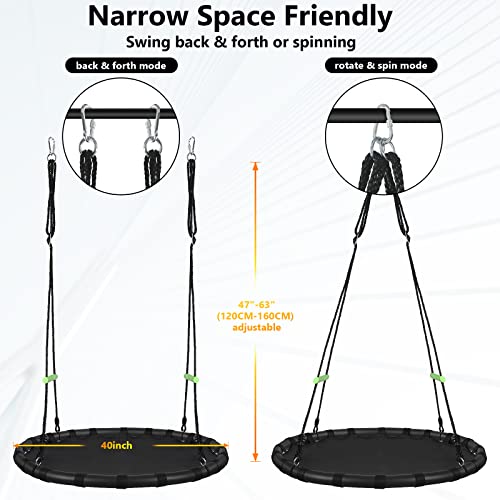 Zbzbml 40 Inch Hanging Tree Swing With Pp Mat For Kids And Adults - Durable, Safe, And Easy To Install,Black Outdoor Saucer Swing,Flying Saucer Web Circle Swing For Yard Garden Playground Park,As Gift #TOP3