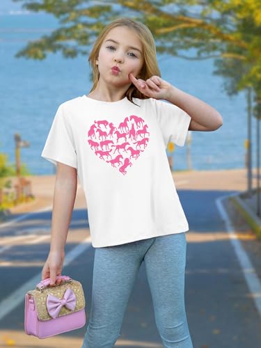 Image of Horse Shirts for Girls Love Horses Shirt Youth Horseback Riding Casual Animal Graphic Tees 8-15 Year Old