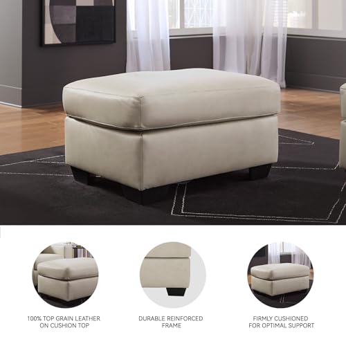 Image of Signature Design by Ashley Leather and Faux Leather Ottoman, Bone