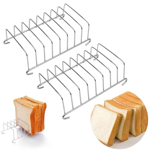 Yuannee Toast Rack 2PCS Stainless Steel Plated 8 Slice Breads Rack Toast Holder Bread Loaf Slice Rack Holder Rectangle Air Fryer Accessories for Kitchen Bakery DIY Handmake