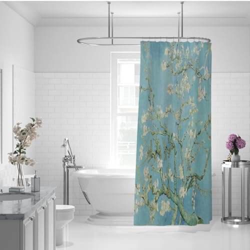 Rideau de douche anti éclaboussures en polyester imprimé fleurs
