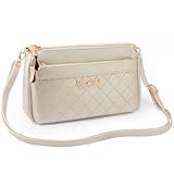 FULEI Crossbody Bag for Women Small PU Leather Ladies Handbags Shoulder Purse - Pearl White