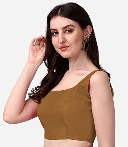 Image of Vihu Fashion Plain Sleeveless Pattern Readymade Blouse U Neck Choli
