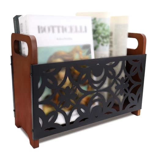 YICH Zeitungsständer Modern Zeitschriftenständer, Zeitungsständer aus Holz und Metall,...