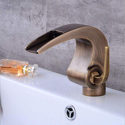 Robinet mitigeur de lavabo eau chaude et froide avec bec cascade moderne sous comptoir