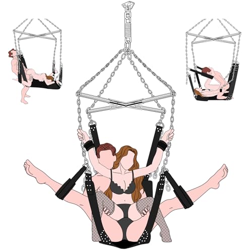 BDSM Sex Swing Bondage Restraints - UTIMI Couples Sex Toys Ceiling Sex Sling with Comfortable Padded and Sturdy Steel Frame, Easy to Assemble and Adjustable, 360 Degree Spinning Holds up to 800 lbs