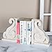 GENMOUS & CO. Rustic Distressed Vintage Scroll Corbel Bookends Farmhouse Whitewashed Wood Decorative Bookends, Set of 2