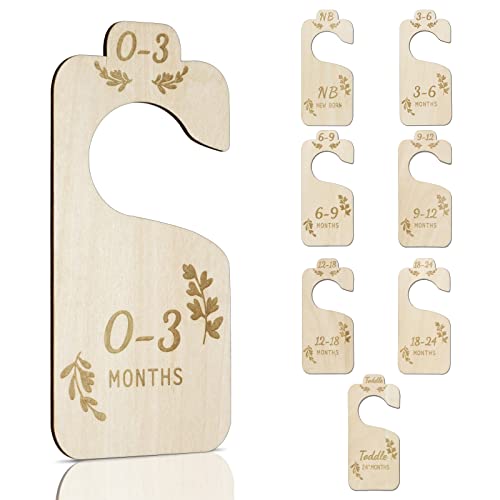 Image of Fxspmt Closet Dividers for Baby Clothes,Set of 8 Double-Sided Baby Clothes Organizer from Newborn to 24 Months - Adorable Nursery Decor Dividers to Make a Tidy&Well Organized Baby Closet (Style-05)