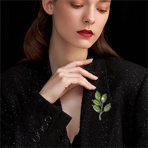 Image of coadipress Gentlemen Gold Silver Leaf Brooches Simple Elegant Retro Double Leaf Collar Pin Brooch Gold Silver Plant Leaves Brooches