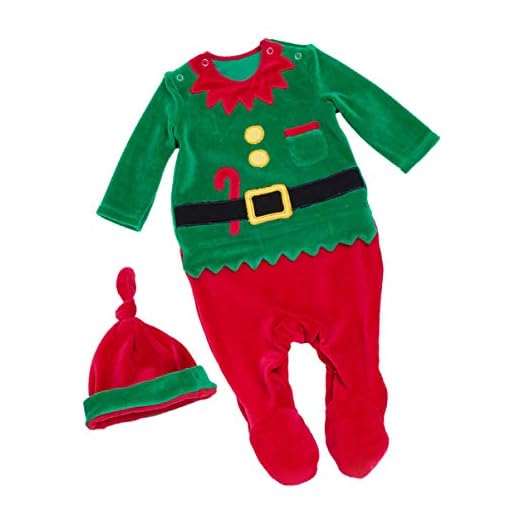 VALICLUD Bebé Niño Niña Traje de Navidad Elfo Mameluco Mono con Sombrero Niños Pequeños Niñas Traje de Navidad Pijamas Ropa 80Cm 12-24 Meses