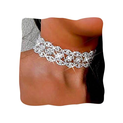 JAKAWIN Rhinestone Choker Necklace Jewelry Silver Bling...