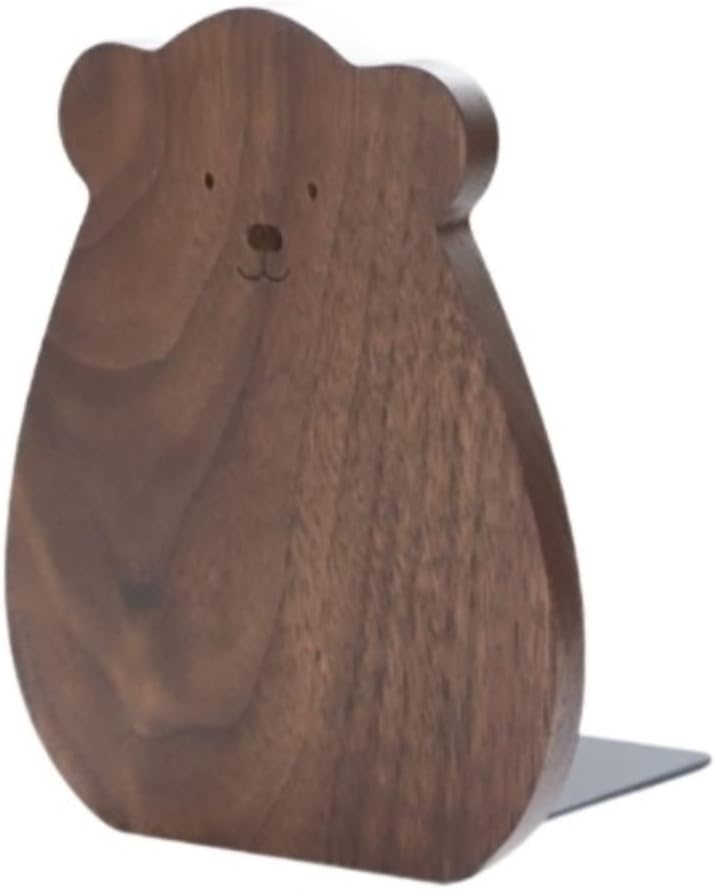 Book End Cartoon Bear Bookend Simple Book Ends Gray Natural Style Metal Book Stopper Practical Book Stoppers (Color : A, Size : 15 * 12cm)