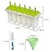 Kootek Upgrade Popsicles Molds Sets 6 Ice Pop Makers Reusable Ice Lolly Cream Mold Home-made Popsicles Mould Tray with Stick, Silicone Funnel, Cleaning Brush (Green)