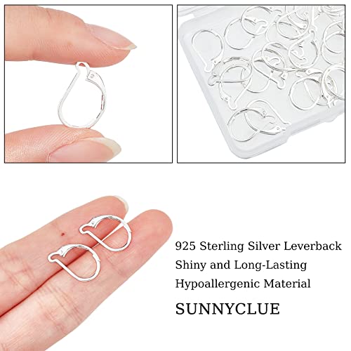 SUNNYCLUE 1 Box 30Pcs 925 Sterling Silver Plated Leverback French Earring Hooks Leverback Earwires Leverback Earring Findings for Jewellery Making Women DIY Earrings Crafts Crochet Stitch Maker Supply - Image 3