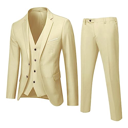 YOSUWOAI Herren Anzug Slim Fit 3 Teilig Anzüge für Hochzeit Business Herrenanzug Klassische Sakkos Anzughosen und Weste Komplett Regular Fit Smoking Anzug Formal Festliche...