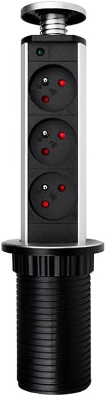 Power Socket Kitchen Table Desk Socket Retractable with LED Indicator Countertop Plug Desk Socket(C,30.5 * 5.8cm)