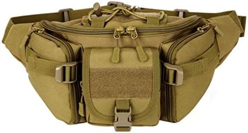 Vista 5 de Bolsa riñonera táctica de nailon, para hombre o mujer, para viajes, deportes, campamento, senderismo, caza, pesca, cinturón., #02Caqui), BN073