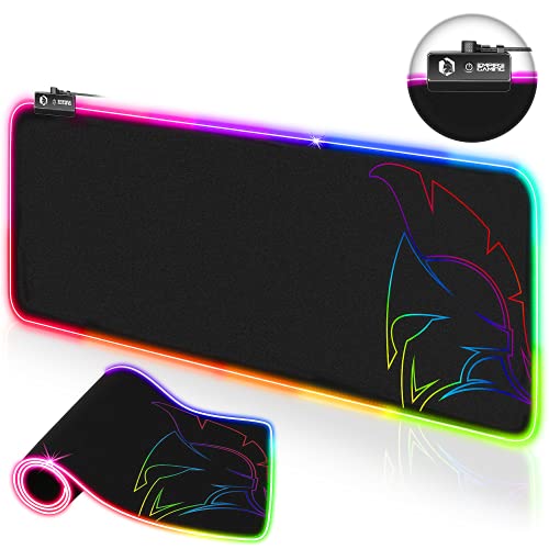 Tappetino per mouse Gamer Dark Rainbow RGB LED 12 modalità di illuminazione-Mouse Pad Retroilluminazione–Idroresistente Gomma antiscivolo–PC/Mac/Laptop-800 x 300 x 4 mm - Mousepad - Immagine 1