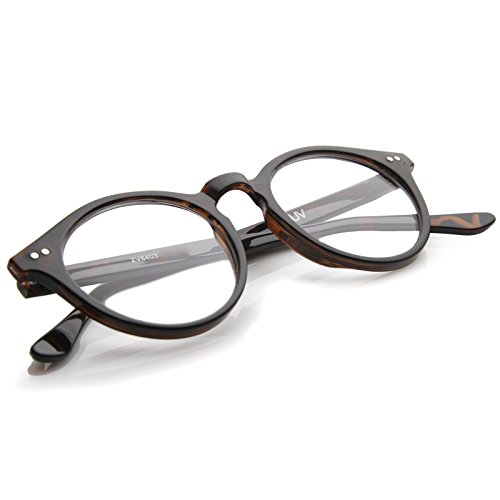 Óculos de sol vintage com lentes transparentes, pequenos círculos, redondos, Dark Tortoise, One-Size