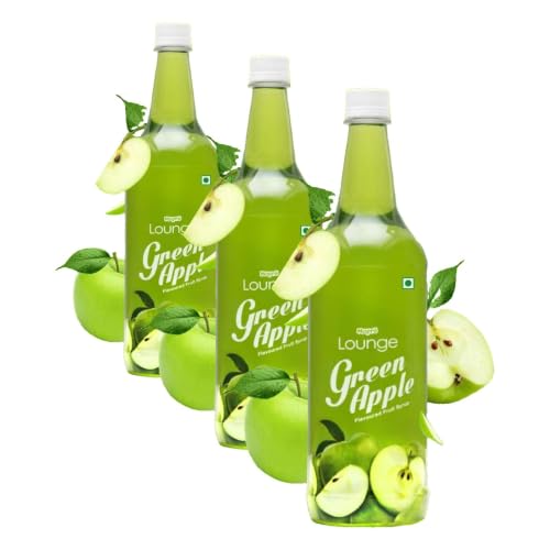 Image of Mapro Lounge Green Apple Cocktail Mixer Mocktail Mocktail Fruit Syrup - 1L |Contains Real Fruit Juice| Gluten Free| Zero Cholestrol (Pack of 3)