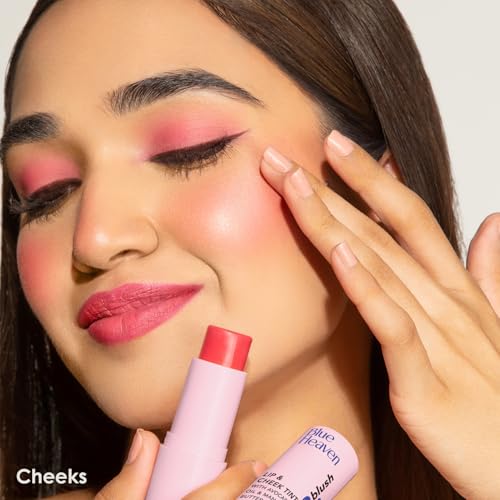 Image of Blue Heaven Kiss and Blush Lip, Cheek and Eye Tint with Avocado Oil and Mango Butter | 3 in 1 Lip and Cheek Tint Stick | Rich Smooth Formula | Easily Blendable Makeup Tint | Chic Me Up | 8.5gm