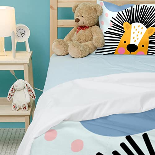 Housse de couette lion de dessin animé lit double Queen King size - 5