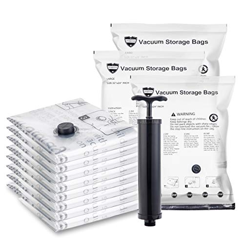 SUOCO Vacuum Storage Bags 9 Pack (3 x Jumbo, Large, Medium) Space Saver
