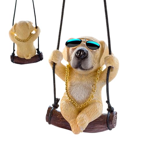 Seyrnicay Auto-Ornament mit schwingendem Hund, Hundeanhänger für Rückspiegel – lustige Auto-Aufhängung, Dekoration für LKW, Van, Limousine, Wohnmobil und Fahrzeug