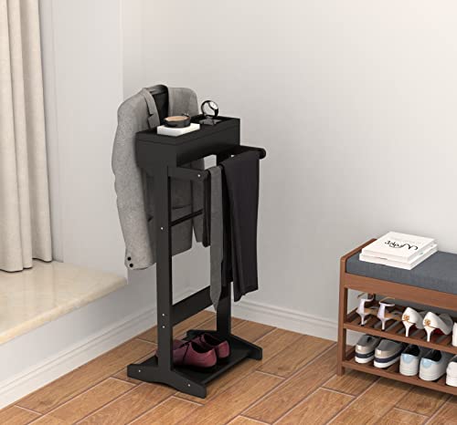 Brefhome Valet Stand For Man,Clothes Stand With Top Tray,Used In Entryway Office Living Room,Black #TOP2