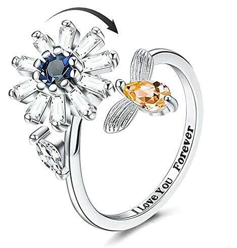 JSBVM Damen Ring Verstellbarer Zirkonia mit offenem Ring Geburtstagsgeschenk für Damen Cover