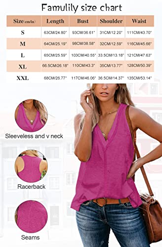 Famulily Womens Workout Tank Tops Summer Basic Sleeveless Tunic T Shirts Hot Pink L #TOP4