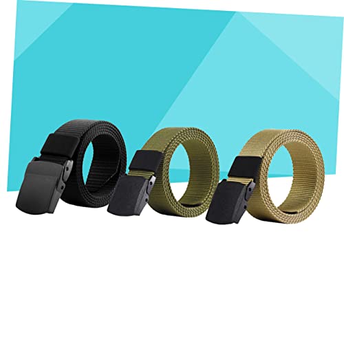 NOLITOY 3Pcs Quick Dry Canvas Belt Breathable Outdoor Style with Comfortable Plastic Buckle for Sports and Daily Wear Includes Green Khaki and Black2