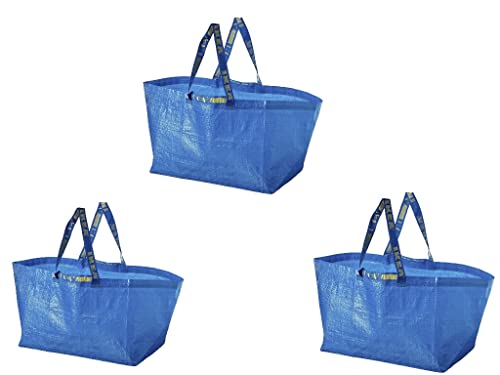 BFSEALS Carrier Storage Bag Frakta, 3 pcs. Set, Elegant Blue color, Shopping and transportation Bag. Large size 21 ¾x14 ½x13 ¾ /19 gallon heavy-duty carrying handles durability, and convenience!