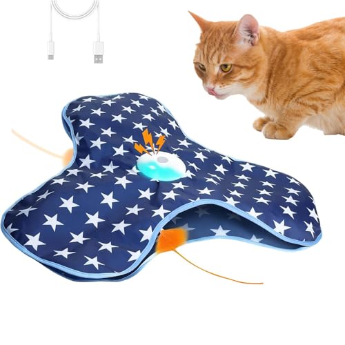 電動猫おもちゃ,充電式隠し猫じゃらし - 動く猫おもちゃ | ペット用・リビング・寝室・キッチン・玄関・アパート・コーナー・遊び場・リラクゼーションゾーン