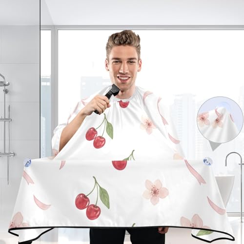Capa para corte de cabello impermeable profesional Bows Flowers Cherry con cierre ajustable de broche para estilismo y peluquería miniatura 6