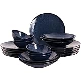 INHALT: Unser Komplett-Geschirr-Set aus zarten Porzellan besteht aus 24 Geschirrstücken. 6 x Speiseteller Ø 27,5 cm, 6 x Frühstücksteller Ø 23,5 cm, 6 x Pasta-Teller Ø 22 cm, 6 x Schalen Ø 14 cm