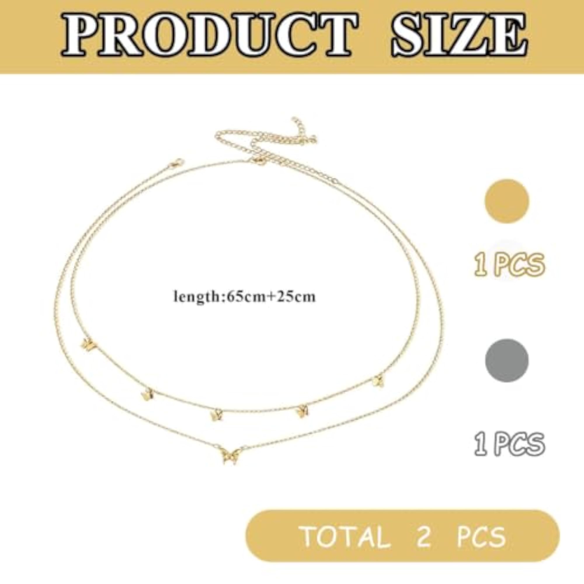 Women's 2 Pcs Gold Waist Chain & Silver Hip Chain Set