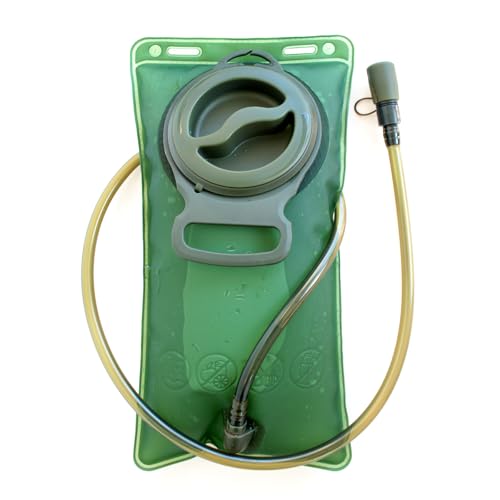 Hydration Bladder, 2L Water Bladder for Hiking Backpack Leak Proof Water Reservoir Storage Bag, BPA-Free Water Pouch Hydration Pack for Camping Cycling Running, Military Green 2 Liter