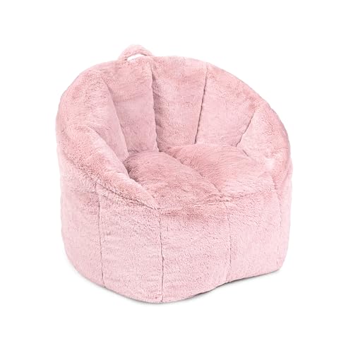 Big Joe Milano Bean Bag Chair for Kids, Teens, Adults, Ultra-Soft Mauve Plushie Polyester Blend, Lightweight Seat for Reading Nook and Gaming, 2.5 Foot Refillable