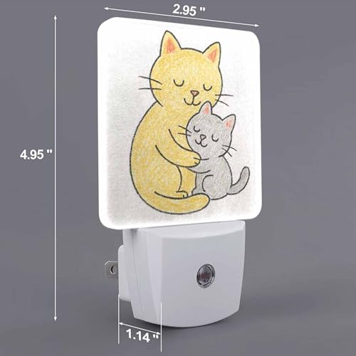 Image of LED Night Light,Hugging Relaxing Cat LED Night Light Plug into Wall with Dusk to Dawn Light Sensor White Energy Efficient Nightlight for Bedroom Bathroom Hallway Living Room Kitchen