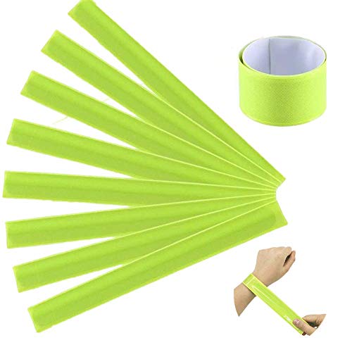 8 Pcs Reflective Bracelet High Visibility Safety Reflective Snap Reflective Armbands Wristband for Adults Running Cycling Jogging