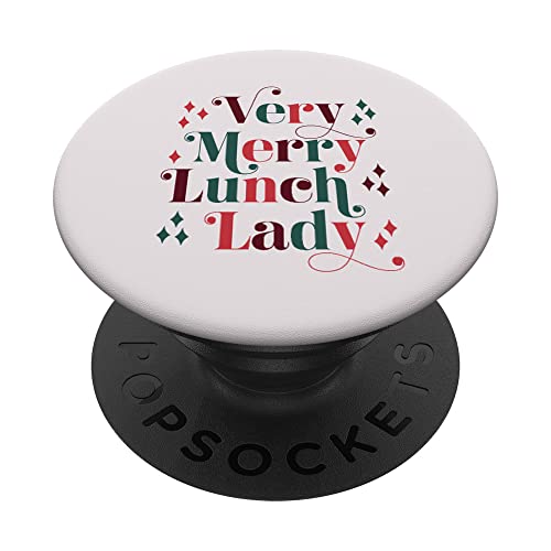 Retro Mid Century Modern Christmas Very Merry Lunch Lady PopSockets Swappable PopGrip