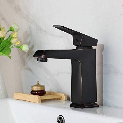 Robinet en laiton massif noir mat pour un évier de salle de bains design