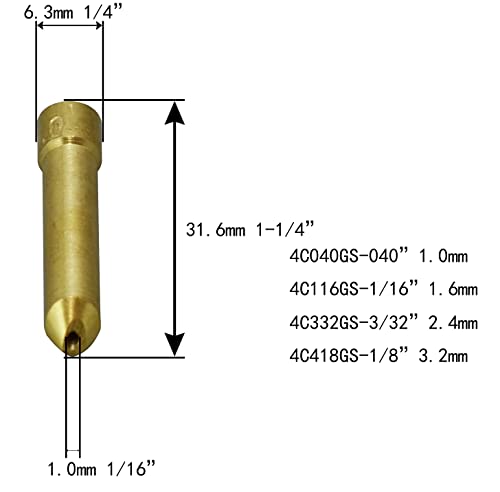 Image of RIVERWELD TIG Gas Lens Stubby Collet Body 45V25S 4C116GS 1 /16 inch 1.6mm | TIG Short Wedge Collet Kit for DB SR WP 17 18 26 TIG Welding 10pcs