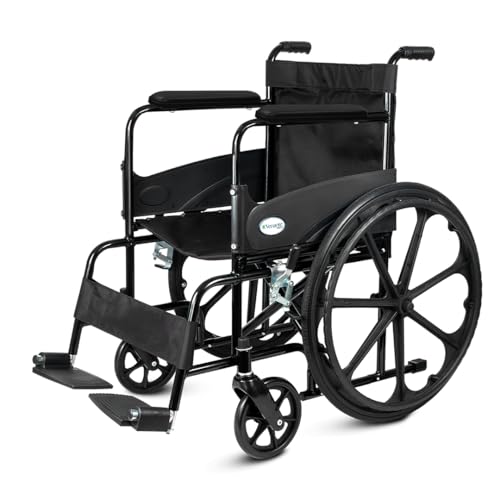 Image of Venante Wheelchair for Patients, Old People, Adults With Safety Belt, Foldable, Lightweight, Epoxy Coated, Weight Capacity 100 Kg, Wheel Chairs for Old People