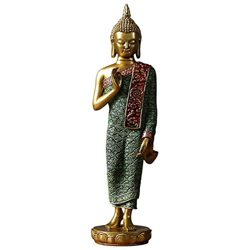 Duiaynke Statue de Bouddha debout en résine - Sculpture bouddhiste à collectionner - Décoration de prière hindoue