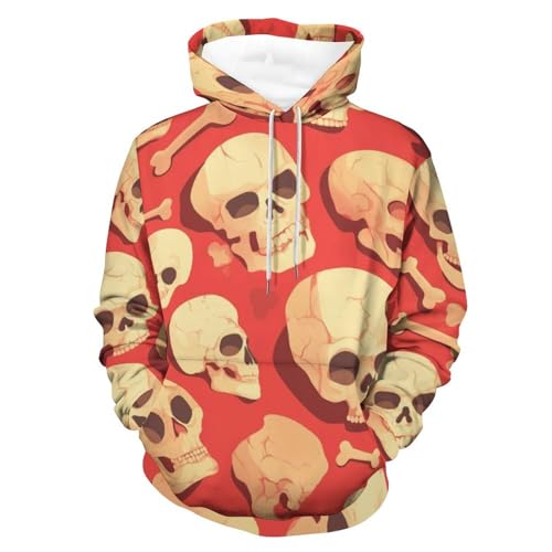 Hoodie manches longues crâne rouge brun aux finitions soignées taille S