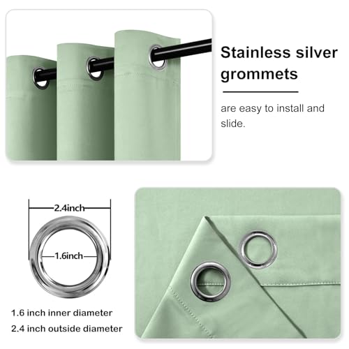 Image of DWCN Blackout Curtains for Bedroom Living Room 42 x 63 Inch Light Green