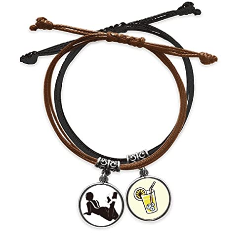 Bracelet corde pour femmes en cuir avec chaîne main