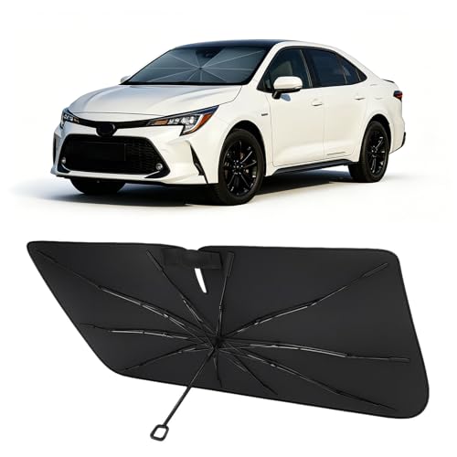 Image of Proadsy Windshield Sun Shade Umbrella for Toyota Corolla 2019-2025 2026 Foldable Car Umbrella Sunshade with Soft TPU Handle Spring Structure Crystal Cooling Material Protect Car from Rays & Heat